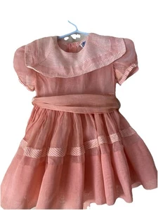 Vintage 1940s/1950s Girls' Toddler Rose Cotton Dress with Crinoline AS IS - Picture 1 of 12