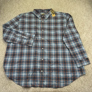 NEW Foundry Button Down Shirt Mens Big Size 5XL Blue Orange Plaid Long Sleeve - Picture 1 of 14