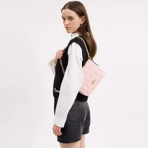 Bolso Quinn Coach CY663 NUEVO CON ETIQUETAS con acolchado de cuero napa dorado/tiza $450 - Imagen 1 de 14