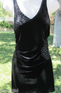 FREE PEOPLE XS Velvet Little Black Sparkly Lace Ruche Cocktail Club Dress NWT - Picture 1 of 3