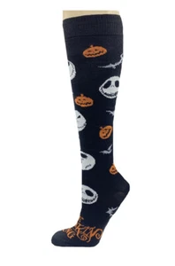 Disney Halloween The Nightmare Before Christmas Knee High Socks Shoe Sz 4-10 - Picture 1 of 3