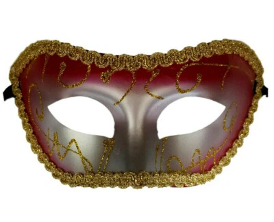 Red Gold Silver Wide Mardi Gras Masquerade Party Value Men Mask - Image 1 of 3