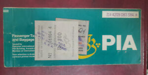 PIA PASSENGER TICKET WITH RS100 PAKISTAN AIRPORT TAX REVENUE LABEL