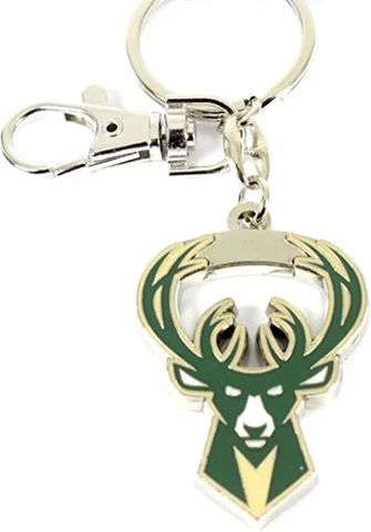 Milwaukee Bucks Heavyweight Keychain, NBA Licensed Chrome Enameled Keyring Cover