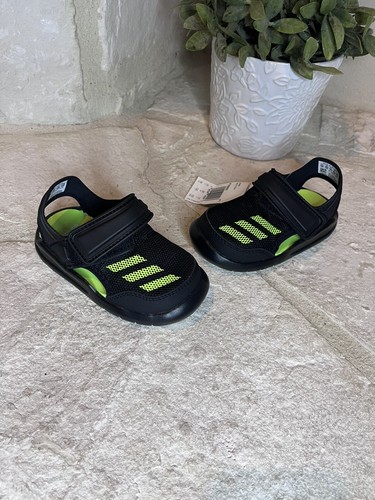 Adidas Fortaswim l sandali acqua nero verde lime taglia 5K