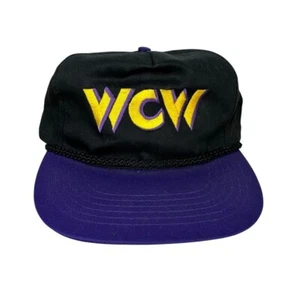 Vintage WCW Hat Snapback Purple BLACK World Championship Wrestling Excellent - Picture 1 of 9