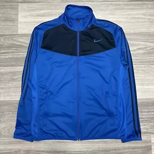 Nike Strickjacke Herren M Blau Schwarz Langarm FullZip Track Warmup Gym Streifen - Bild 1 von 11