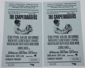 LOTE DE BOLETOS DE ESTRENO DE THE CARPETBAGGERS 4 DE JUNIO 1964 GRAUMAN'S CHINESE PEPPARD LADD - Imagen 1 de 1