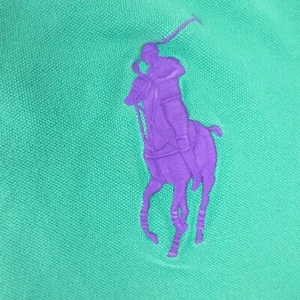 Polo Ralph Lauren Shirt Men Extra Large Green #3 Big Pony Purple Rugby Vintage - Picture 1 of 11