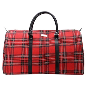 Bolso de lona grande tapiz rojo Stewart tartán Signare fin de semana - Imagen 1 de 5