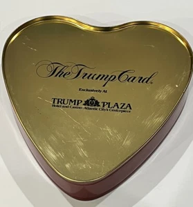 Rare Vintage Trump Plaza Souvenir Tin Heart Shaped Box Red Heart - Picture 1 of 8