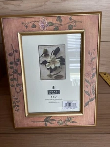 Vintage Burnes of Boston Gold Floral Picture Frame 5X7 Made In Thailand - Picture 1 of 5