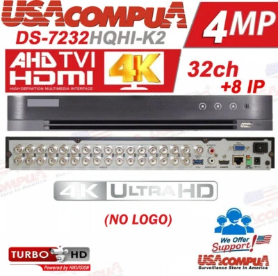 HIKVISION (OEM) (OEM) 32 CHANNEL DVR 32CH DS-7232HQHI-K2 H.265+ 4MP TVI/AHD,CVI +8CH.