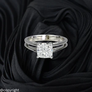 2.00Ct Cushion Cut Lab Grown Diamond Engagement Ring for Women in 14K White Gold - Picture 1 of 5