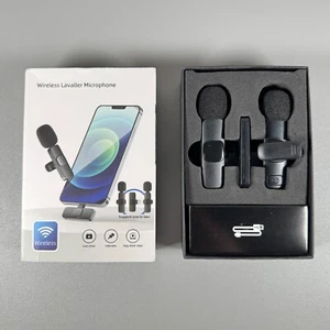 Kabellose Lavalier Dual Mikrofone für USB-C Geräte | Schwarzes Ansteckmikrofon - Bild 1 von 13