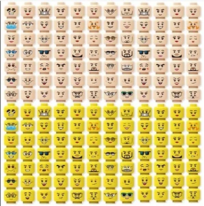 ⭐ 120+ CUSTOM MINIFIGUREN KÖPFE / MÄNNLICH UND WEIBLICH / GELB UND FLEISCH MIX ..NEU - Bild 1 von 1