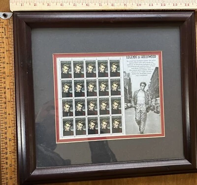 JAMES DEAN Legends of Hollywood FRAMED 1996 Stamp Set - Twenty 32c Stamps 15x20 - Image 1 of 2