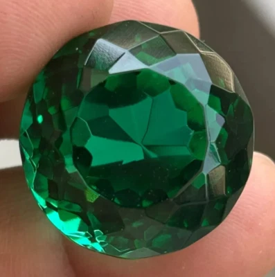 AAA+ Large Green Emerald Colombia 93.8 Ct. Round Cut Loose Gemstone Gift 4 Women - Image 1 of 4