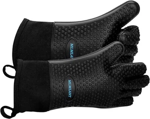 Silicone Oven Gloves Mitts Heat Resistant Grilling Kitchen Gloves BBQ Microwave - Picture 1 of 8