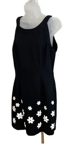 GIORGIO FIORLINI Dress Size 11 Black & White Daisy Summer Cotton Vintage - Picture 1 of 6