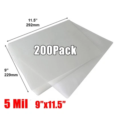 200 прозрачных чехлов для термического ламинирования 9 x 11,5 дюйма размер Letter листы для ламинирования 5 мил - Изображение 1 из 4