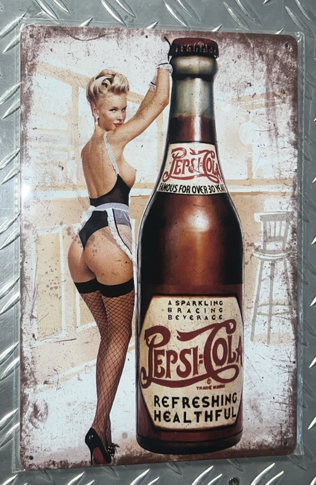 MARKENLOS Blechschild 20x30cm, Garage, Deko, Geschenk, Schild. Sexy Pepsi Cola