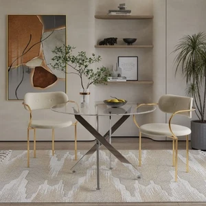 Amara Round Glass Dining Table - Picture 1 of 4
