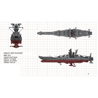 Space Battleship Spaceship Ship Model with Stand 2163 Bricks MOC-81382 - Image 1 of 4