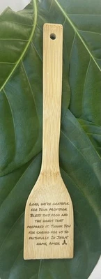 Wood Spoon personalized Kitchen Tool Blessed food best gifts both side engraved  - Image 1 of 2