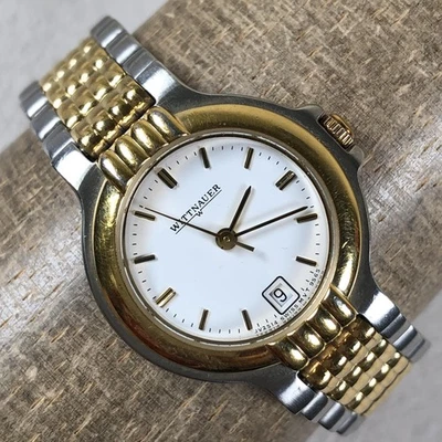 Женские часы Wittnauer 25 мм двухцветное золото серебро дата нержавеющая сталь швейцарские JV2514 - Изображение 1 из 4