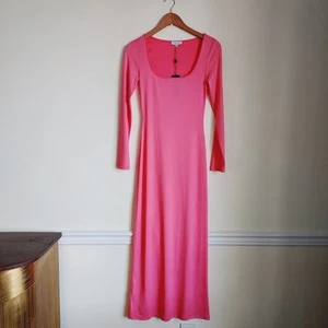 Sz S | Gianni Bini Column Icon Knit Scoop Neck Long Sleeve Bodycon Midi Dress - Picture 1 of 6
