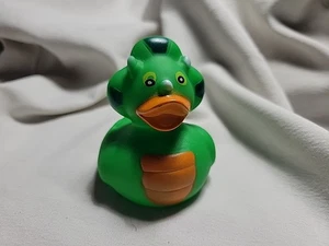 Triceratops Dinosaur 2 3/4" Green Rubber Duck By Rinco - Picture 1 of 6