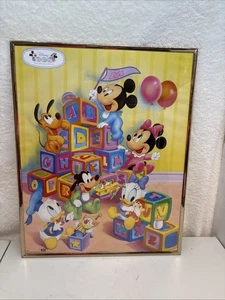 VTG Framed Poster 90's Disney Babies Baby Mickey Collection Friends 16” X 20” - Picture 1 of 9
