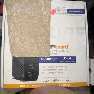  Arris Surfboard SBG6950AC2 DOCSIS 3.0 Cable Modem and AC1900 Wi-Fi Router - Image 1 of 4