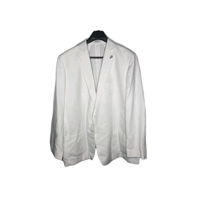 Blazer Murano Baird McNutt Para Hombres Talla 4XT Grande y Alto Lino Algodón Blanco Individual Foto 1 de 4