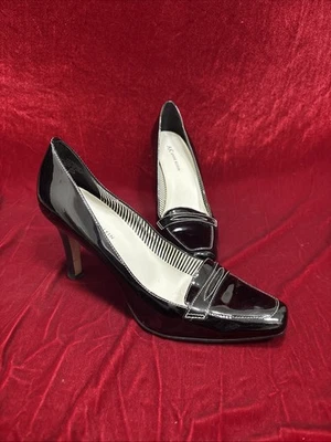 Tacones altos negros Anne Klein 8 1/2 con trabajo de hilo Foto 1 de 4