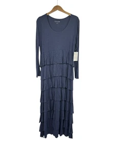 Soft Surroundings Modal Soft Blue Rüschen Maxikleid Langarm Damen Medium - Bild 1 von 6