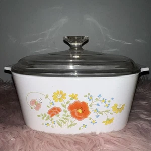 Vintage Corning Ware Wildflower 2 qt Casserole Dish Clear Glass Lid A-2-B - Picture 1 of 5