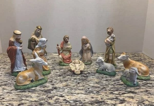 Vintage 11 Piece Ceramic Nativity Set Made In Taiwan - Picture 1 of 10