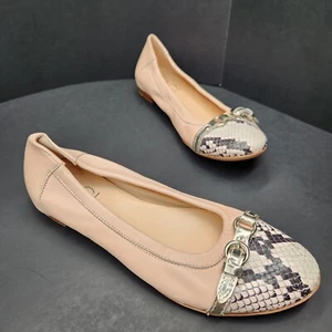 AGL Pisos 9 Cuero Crema Dos Tonos Serpiente Balletcore Lujo Hecho Italia Nuevo $355 - Imagen 1 de 13