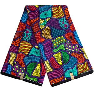 Tela africana con estampado de cera Ankara yardas 100 % algodón naranja verde material de costura - Imagen 1 de 12