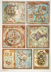 Papel de arroz A/4 para decoupage hoja de recortes marcos Sea World - Imagen 1 de 1
