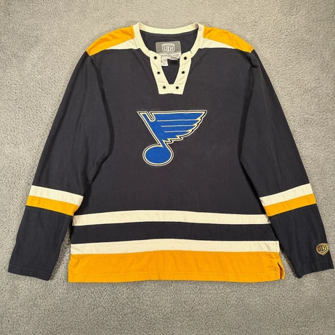 St Louis Blues Mens Shirt XL Blue Jersey Old Time Hockey Causeway Collection Cover