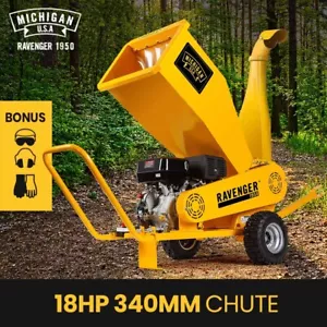 MICHIGAN 18HP 420cc Petrol Commercial Wood Chipper Towable Tree Mulcher - Picture 1 of 10