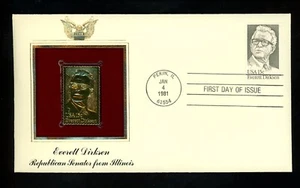 US FDC #1874 PCS / Gold Foil 1981 Pekin IL Everett Dirksen Senator HC - Picture 1 of 3