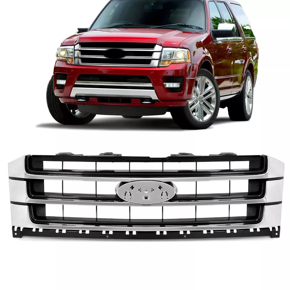 Parachoques delantero cromado parrilla superior ABS para Ford Expedition 2015 2016 2017 Foto 1 de 4