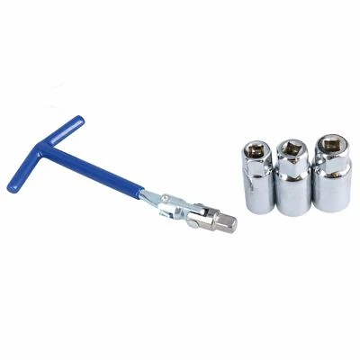 AB TOOLS Juego instalador removedor de enchufes de bujía Flexi T Bar + 16 enchufes de 18 21 mm 4 piezas