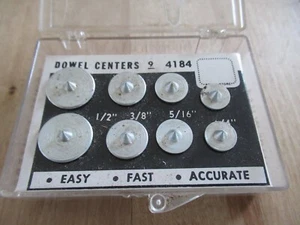 Vintage Set of 8 DOWEL CENTERS 1/4 - 1/2 Inch #94184 in Original Box Sears USA - Picture 1 of 8