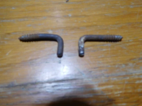 Salvage ~ 2 Hangers for Lundstrom Bookcase Doors L-Shaped Screw end      #3897 Cover