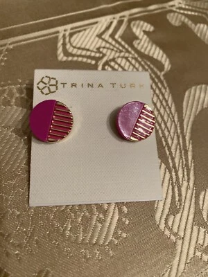 $48 Trina Turk золотистый розовый .5» диск серьги Z1 - Изображение 1 из 4